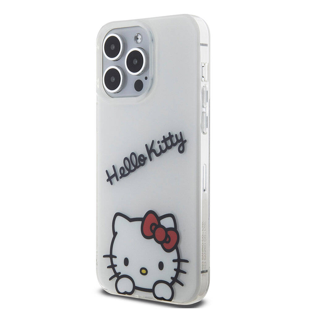 iPhone 15 Pro Max Kılıf Hello Kitty Orjinal Lisanslı Askılı Yazı ve İkonik Logolu Daydreaming Kılıf Pembe
