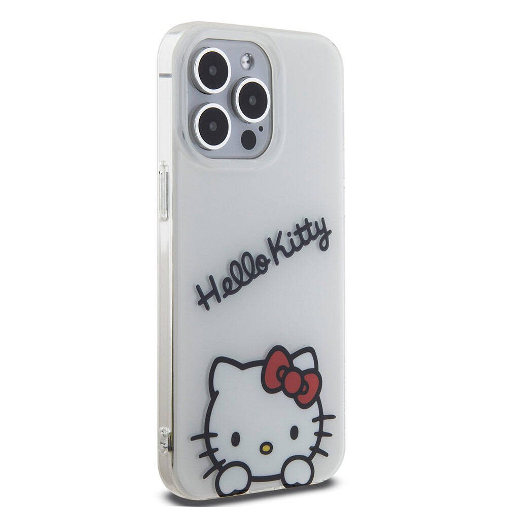 iPhone 15 Pro Max Kılıf Hello Kitty Orjinal Lisanslı Askılı Yazı ve İkonik Logolu Daydreaming Kılıf Pembe