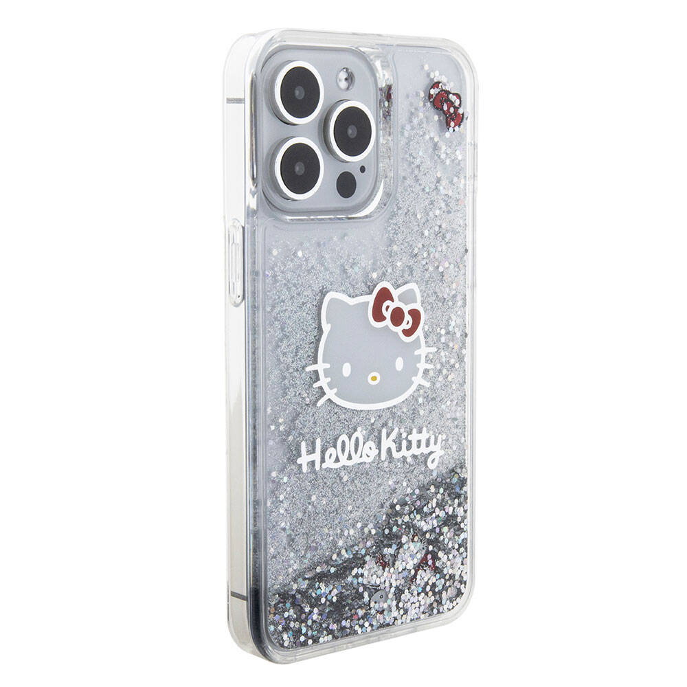 iPhone 15 Pro Max Kılıf Hello Kitty Orjinal Lisanslı İkonik Sıvılı Glitter Kılıf Renksiz