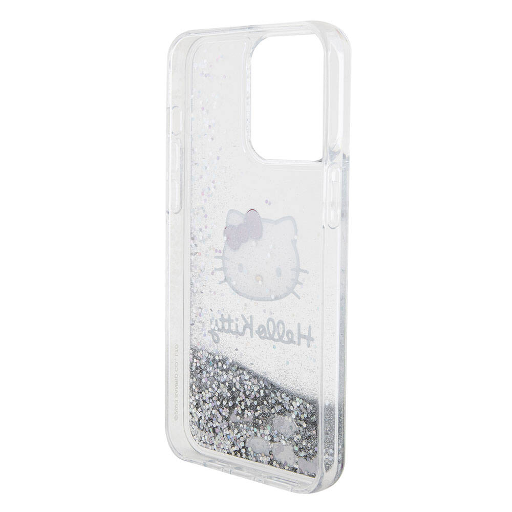 iPhone 15 Pro Max Kılıf Hello Kitty Orjinal Lisanslı İkonik Sıvılı Glitter Kılıf Renksiz
