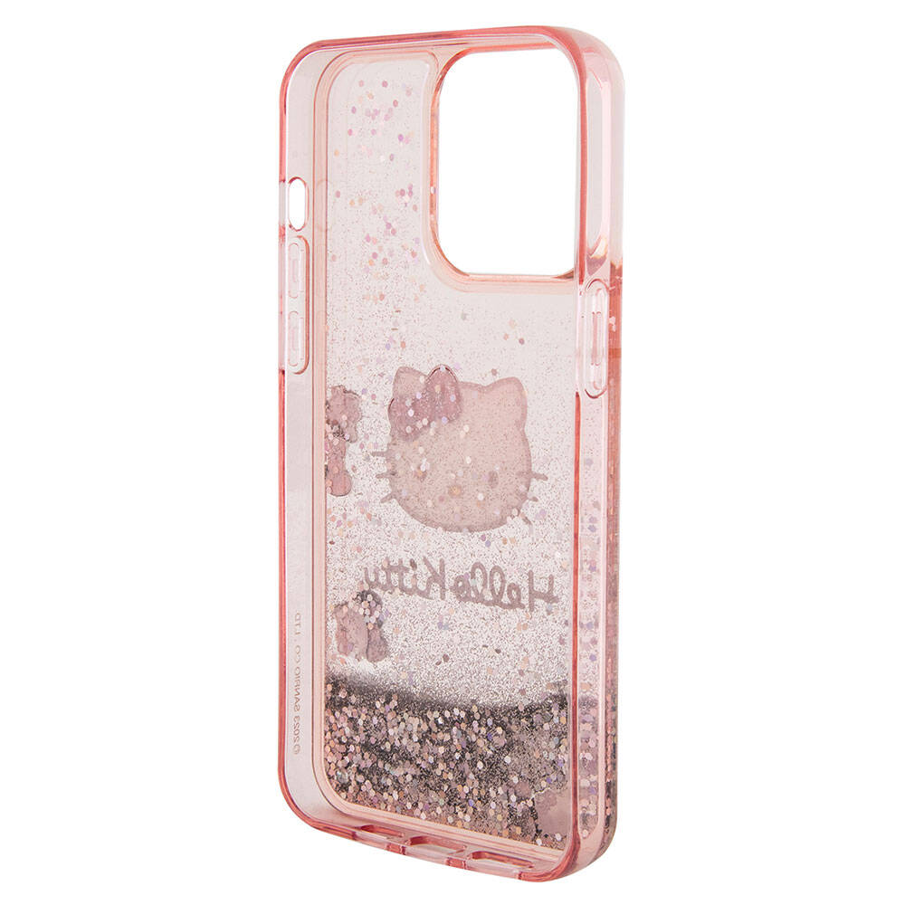 iPhone 15 Pro Max Kılıf Hello Kitty Orjinal Lisanslı İkonik Sıvılı Glitter Kılıf Renksiz