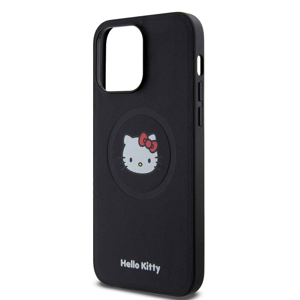 iPhone 15 Pro Max Kılıf Hello Kitty Orjinal Lisanslı Magsafe Şarj Özellikli Kitty Head Deri Kılıf Gold