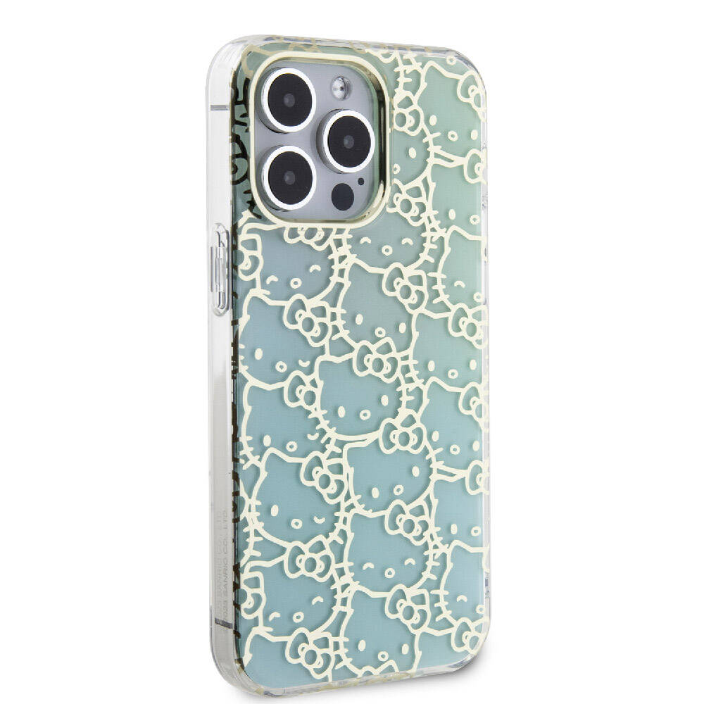 iPhone 15 Pro Max Kılıf Hello Kitty Orjinal Lisanslı Renk Geçişli Elektroplating Kaplama Kitty Head Desenli Kılıf Pembe