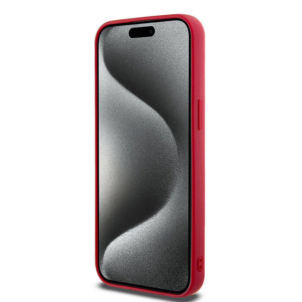 iPhone 15 Pro Max Kılıf Hello Kitty Orjinal Lisanslı Yazı ve İkonik Logolu 3D Rubber Kitty Head Kılıf Kırmızı
