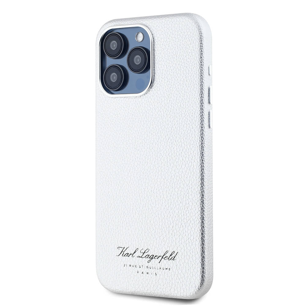 iPhone 15 Pro Max Kılıf Karl Lagerfeld Orjinal Lisanslı KL Yazılı Hotel Kılıf Gri