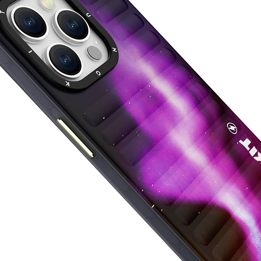 iPhone 15 Pro Max Kılıf Kuzey Işıkları Desenli Youngkit Aurora Serisi Kılıf Yeşil