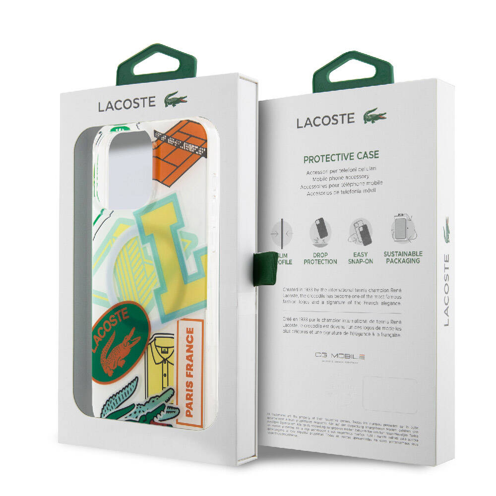 iPhone 15 Pro Max Kılıf Lacoste Orjinal Lisanslı Magsafe Şarj Özellikli Çift Katmanlı Yamalar Desenli Kılıf Sarı