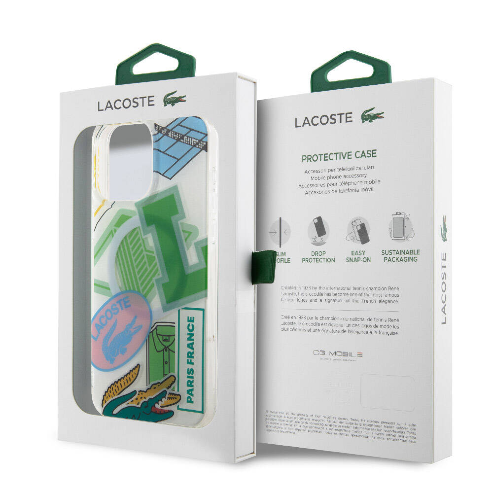 iPhone 15 Pro Max Kılıf Lacoste Orjinal Lisanslı Magsafe Şarj Özellikli Çift Katmanlı Yamalar Desenli Kılıf Yeşil
