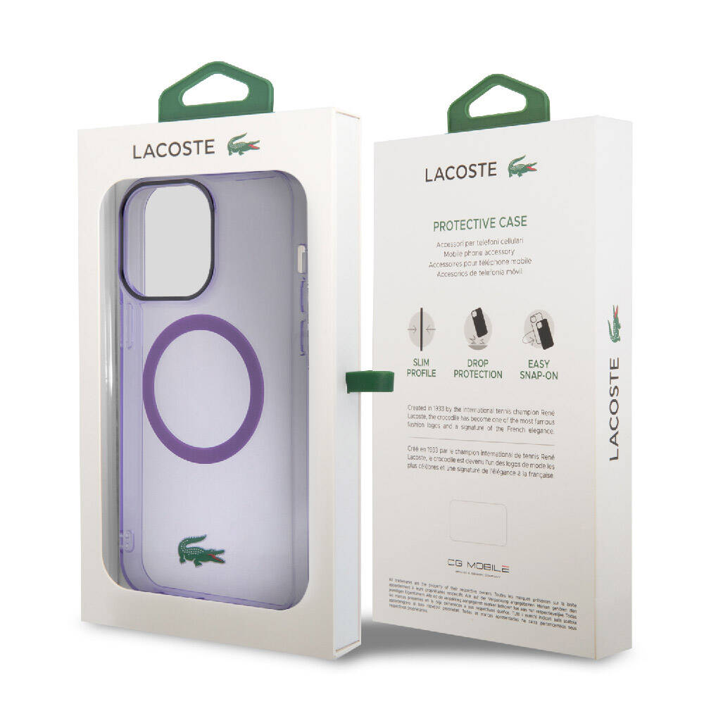 iPhone Lacoste Orjinal Lisanslı Magsafe Şarj Özellikli İkonik Timsah Logolu Hard Parme Kapak - enzaksesuar