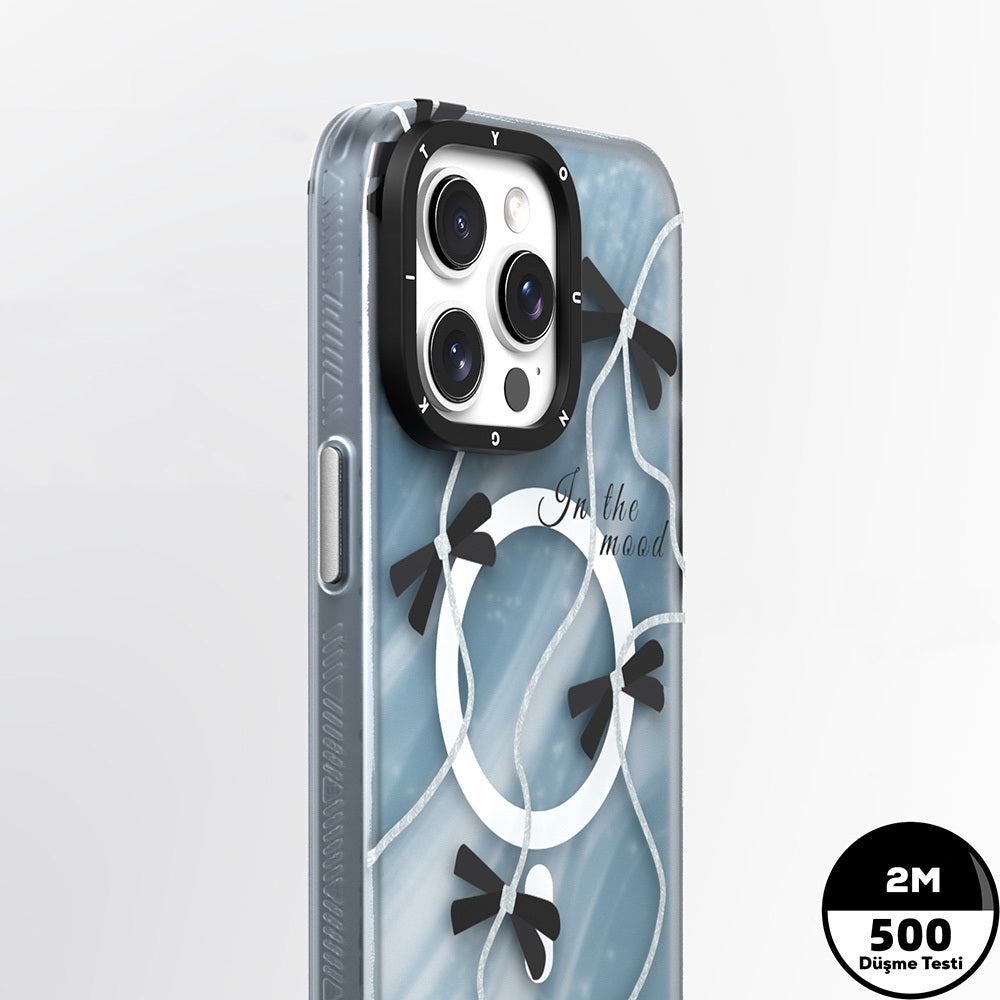 iPhone 15 Pro Max Kılıf Magsafe Şarj Özellikli Airbagli Çift Katmanlı Youngkit Star&Butterfly Serisi Kılıf Mor