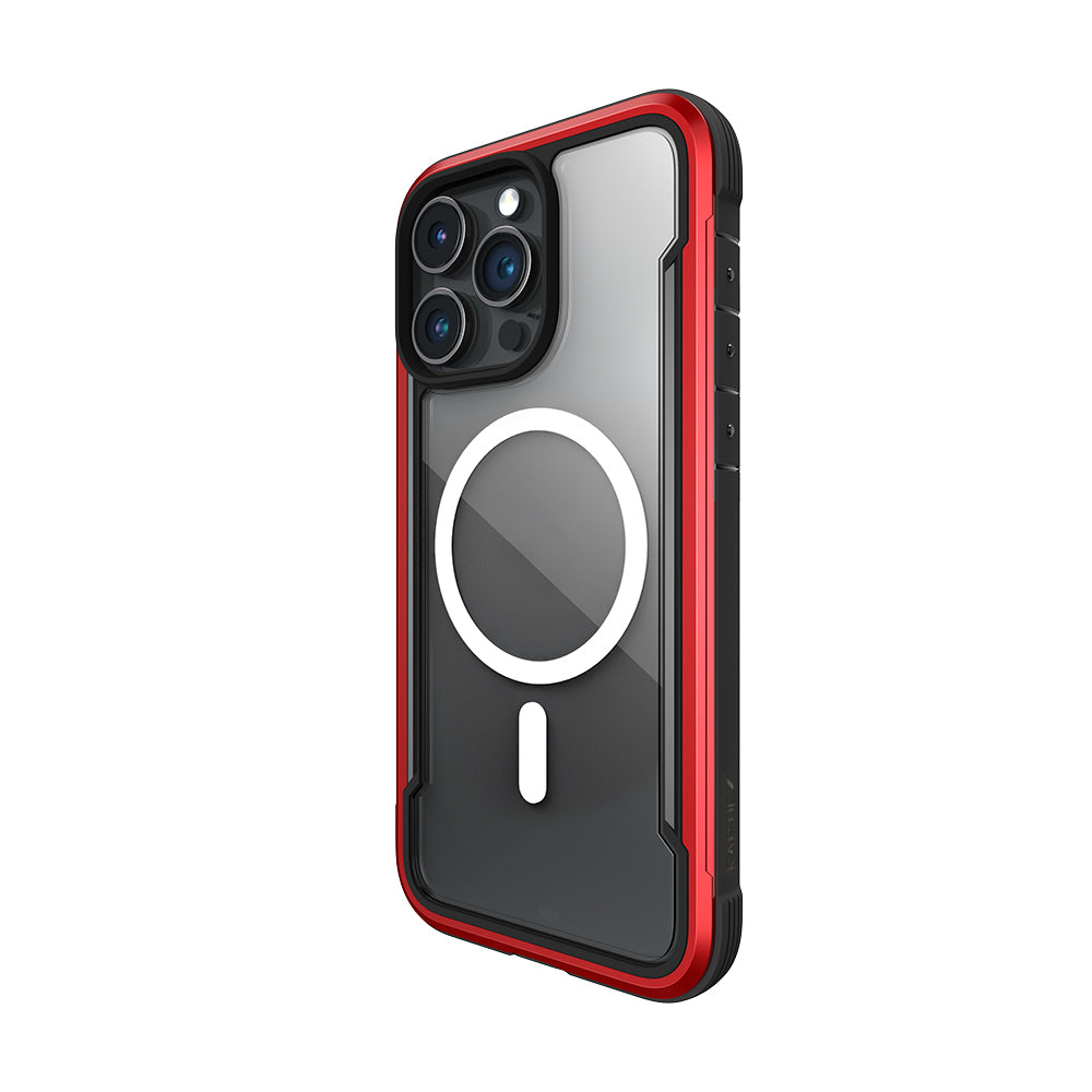 iPhone 15 Pro Max Kılıf Magsafe Şarj Özellikli Airbagli Raptic Shield Serisi Şeffaf Arka Yüzey Kılıf Kırmızı