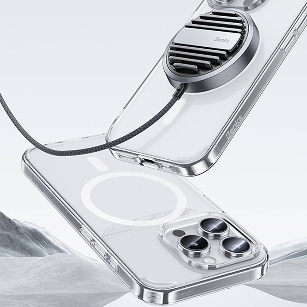 iPhone 15 Pro Max Kılıf Magsafe Şarj Özellikli Airbagli Şeffaf Benks LucentPro Serisi Kılıf Şeffaf