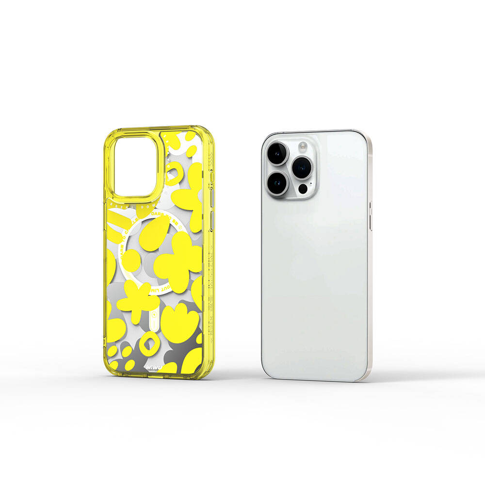 iPhone 15 Pro Max Kılıf Magsafe Şarj Özellikli Boya Desenli Wiwu Fluorescent G Serisi Kılıf Mor