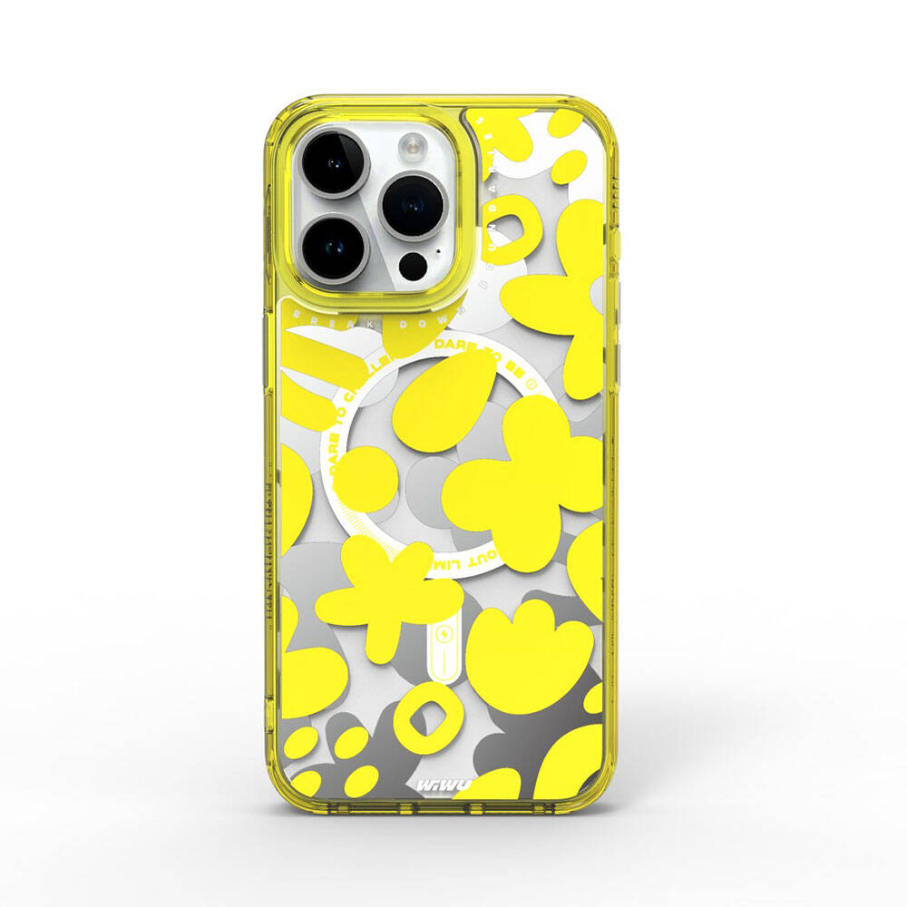 iPhone 15 Pro Max Kılıf Magsafe Şarj Özellikli Boya Desenli Wiwu Fluorescent G Serisi Kılıf Mor