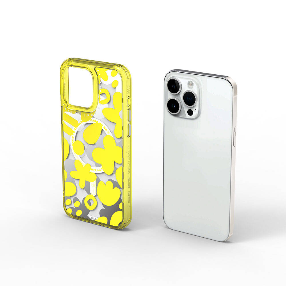 iPhone 15 Pro Max Kılıf Magsafe Şarj Özellikli Boya Desenli Wiwu Fluorescent G Serisi Kılıf Mor