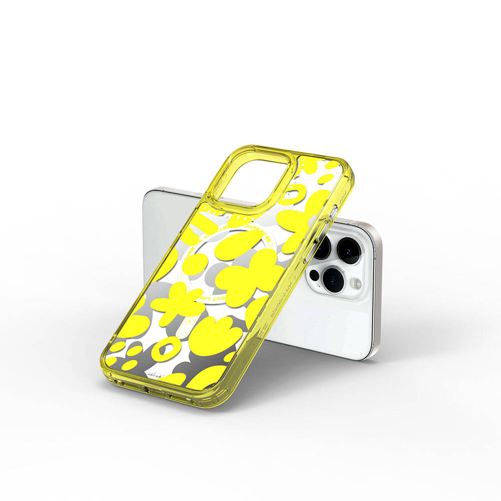 iPhone 15 Pro Max Kılıf Magsafe Şarj Özellikli Boya Desenli Wiwu Fluorescent G Serisi Kılıf Mor