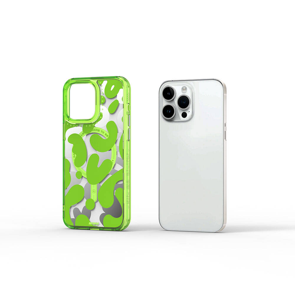 iPhone 15 Pro Max Kılıf Magsafe Şarj Özellikli Boya Desenli Wiwu Fluorescent G Serisi Kılıf Mor