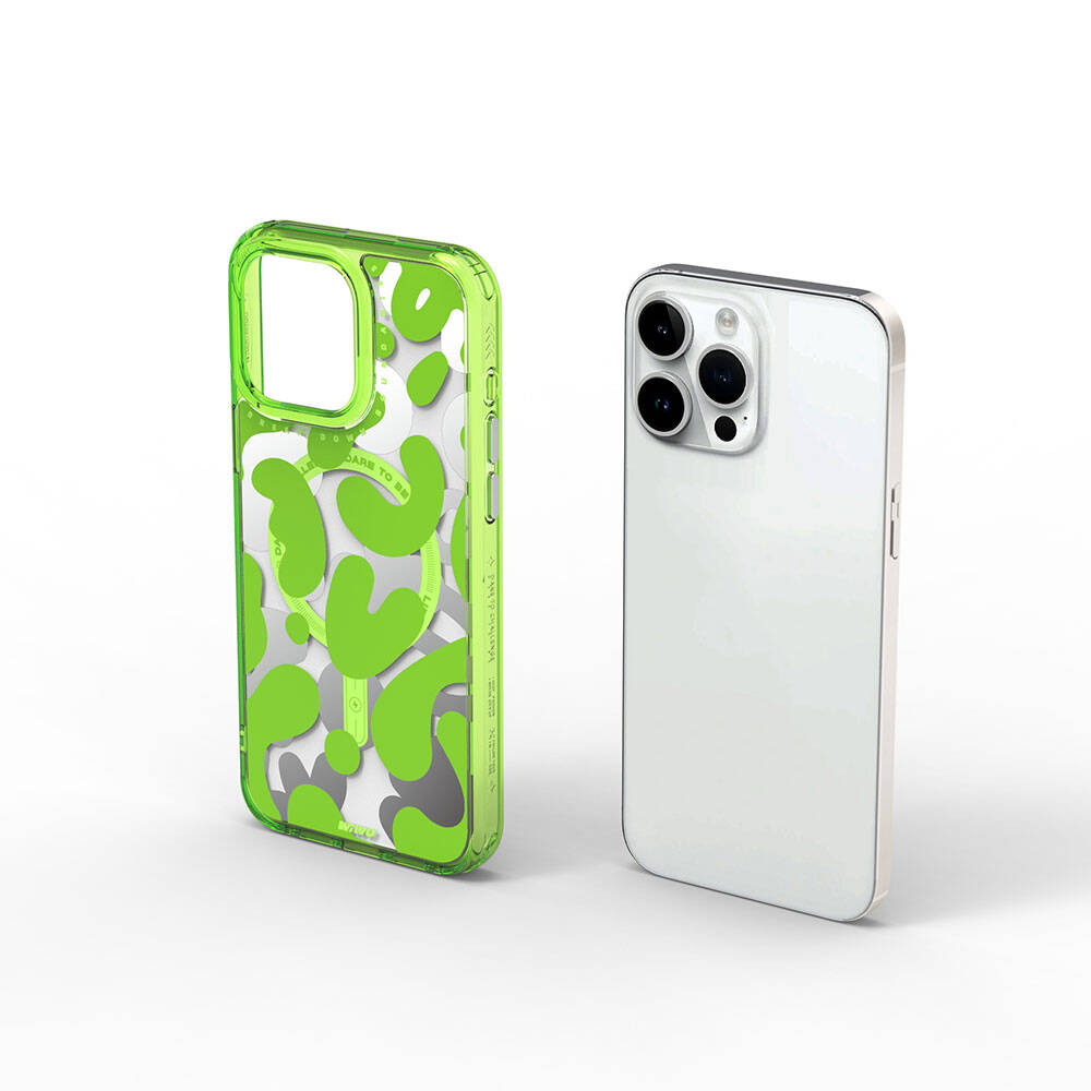 iPhone 15 Pro Max Kılıf Magsafe Şarj Özellikli Boya Desenli Wiwu Fluorescent G Serisi Kılıf Sarı