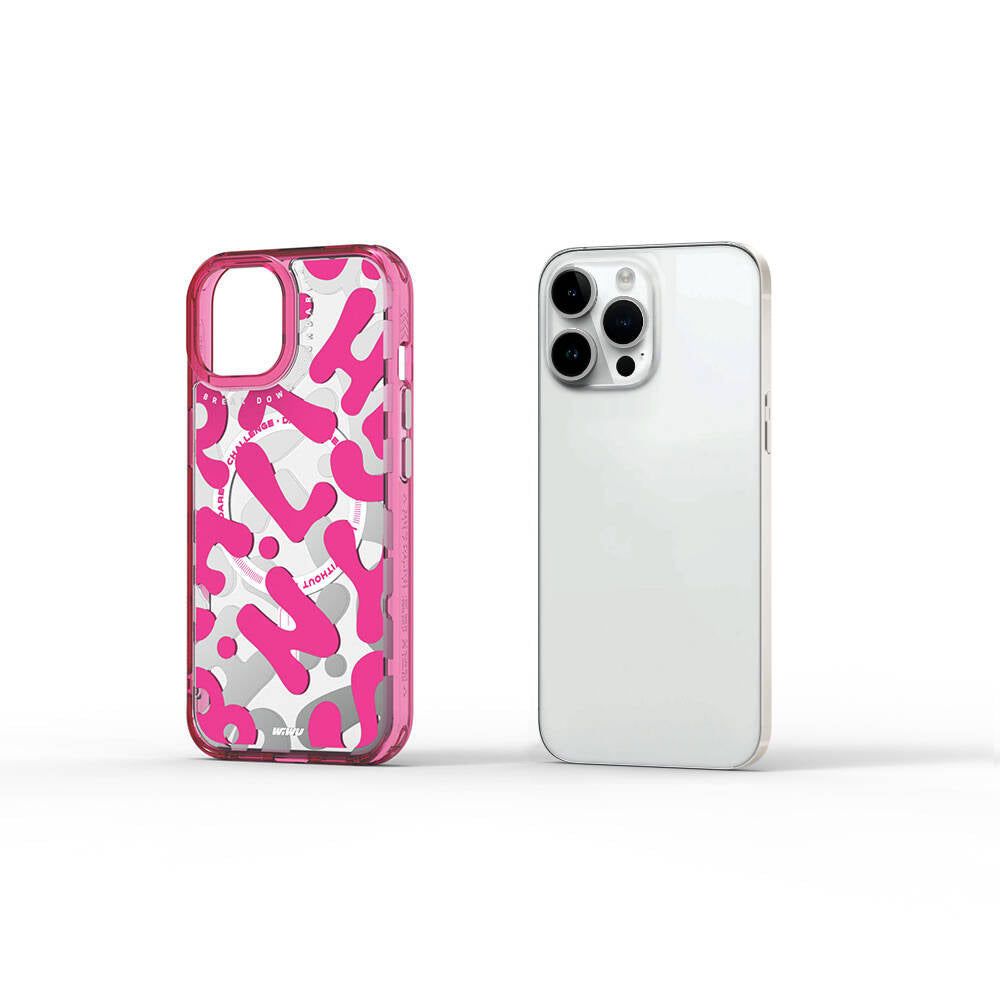 iPhone 15 Pro Max Kılıf Magsafe Şarj Özellikli Boya Desenli Wiwu Fluorescent G Serisi Kılıf Turuncu