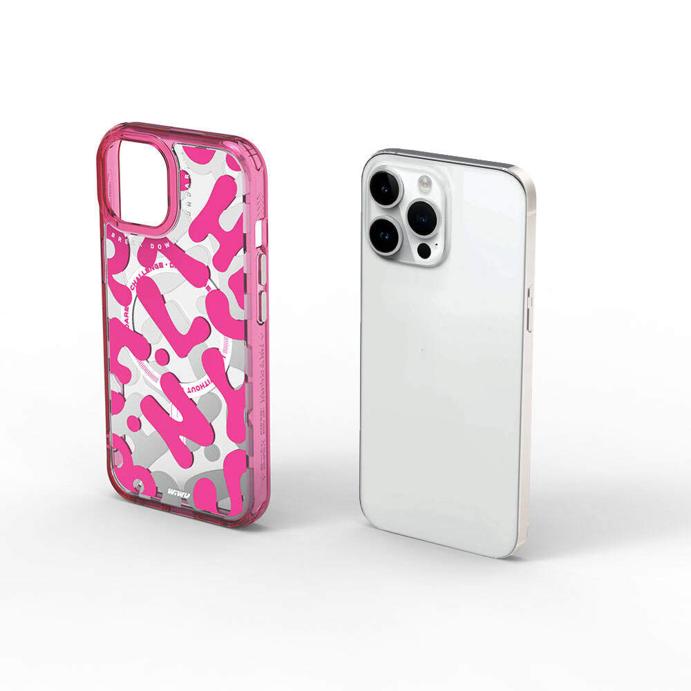 iPhone 15 Pro Max Kılıf Magsafe Şarj Özellikli Boya Desenli Wiwu Fluorescent G Serisi Kılıf Mor