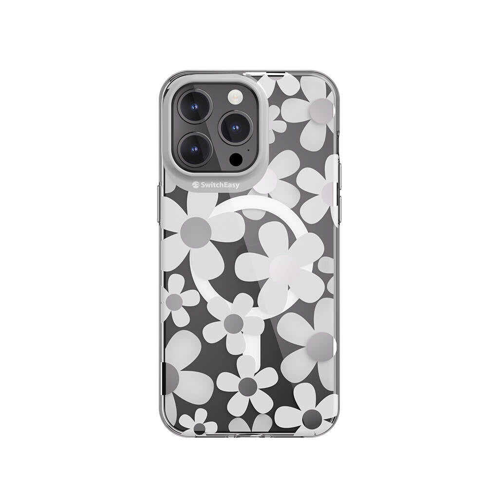 iPhone 15 Pro Max Kılıf Magsafe Şarj Özellikli Çift IMD Baskılı Lisanslı Switcheasy Artist-M Fleur Kılıf Gri