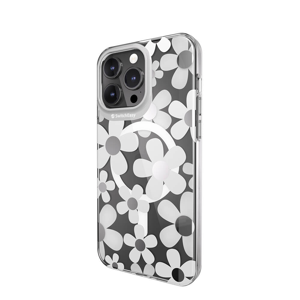 iPhone 15 Pro Max Kılıf Magsafe Şarj Özellikli Çift IMD Baskılı Lisanslı Switcheasy Artist-M Fleur Kılıf Gri