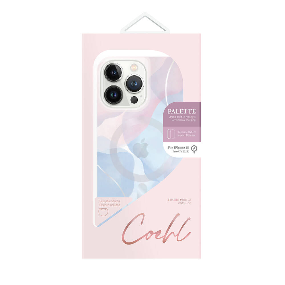 iPhone 15 Pro Max Kılıf Magsafe Şarj Özellikli Dalgalı Çizgi Desenli Coehl Palette Kılıf Mavi