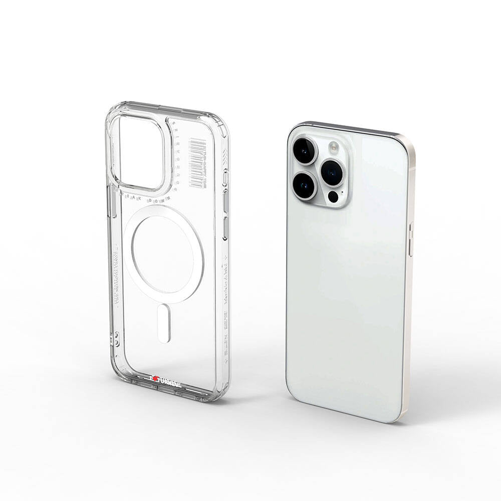 iPhone 15 Pro Max Kılıf Magsafe Şarj Özellikli Şeffaf Transparan Wiwu Turkey D Serisi Kılıf Renksiz