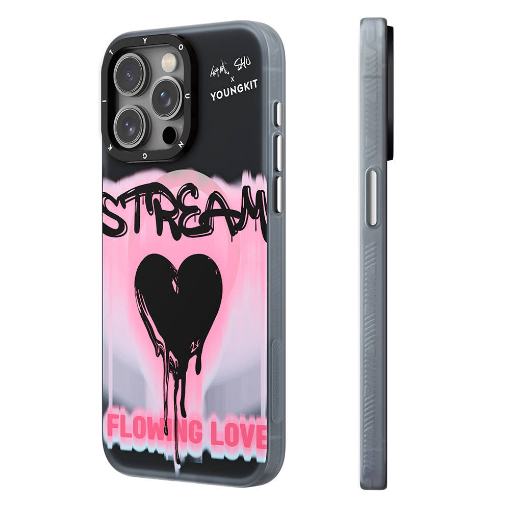 iPhone 15 Pro Max Kılıf Magsafe Şarj Özellikli Shu Tasarımlı Youngkit Dreamland Serisi Kılıf Pembe