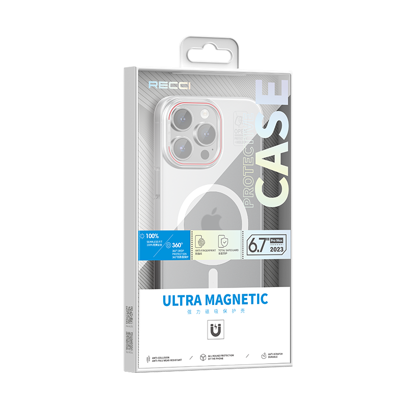 iPhone 15 Pro Max Kılıf Magsafe Şarj Özellikli Standlı Metal Kamera Çerçeveli Mat Recci Glaze Serisi Kılıf Beyaz
