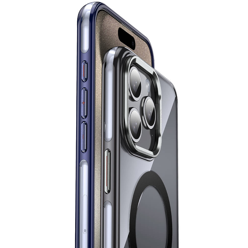 iPhone 15 Pro Max Kılıf Magsafe Şarj Özellikli Wlons Standlı Efsane Kılıf Mavi