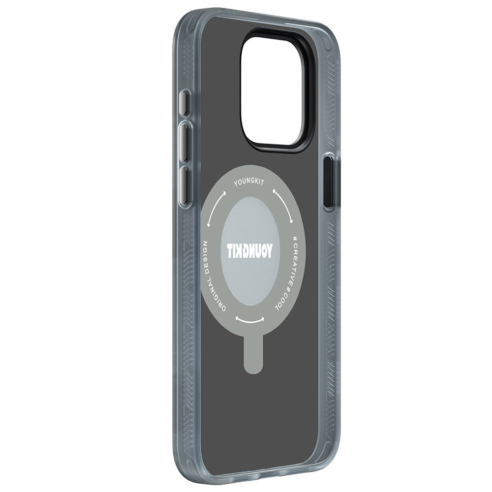 iPhone 15 Pro Max Kılıf Magsafe Şarj Özellikli Youngkit 360° Standlı Technology Serisi Kılıf Mavi