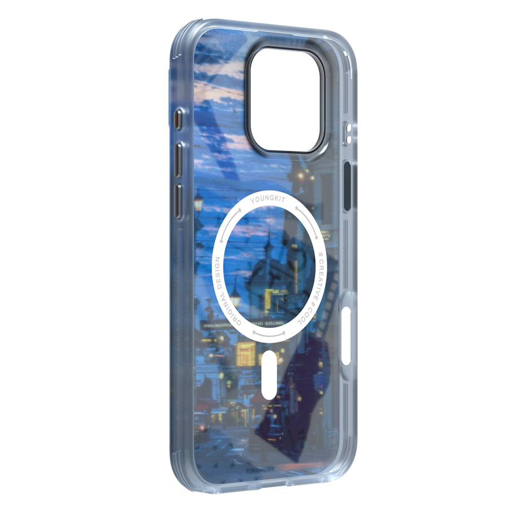 iPhone 15 Pro Max Kılıf Magsafe Şarj Özellikli Youngkit A-City Serisi Kılıf Mavi