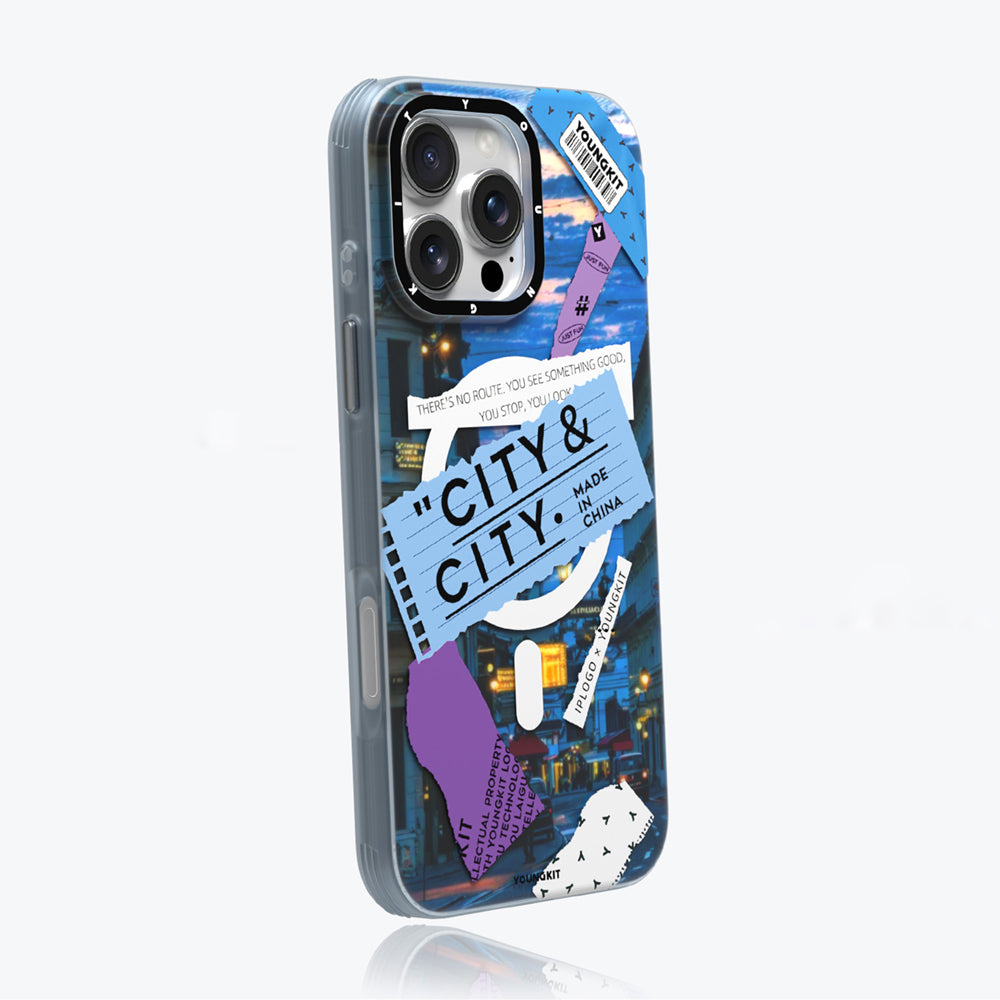 iPhone 15 Pro Max Kılıf Magsafe Şarj Özellikli Youngkit A-City Serisi Kılıf Mavi