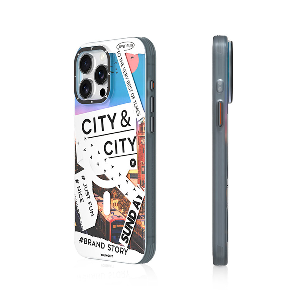 iPhone 15 Pro Max Kılıf Magsafe Şarj Özellikli Youngkit A-City Serisi Kılıf Beyaz