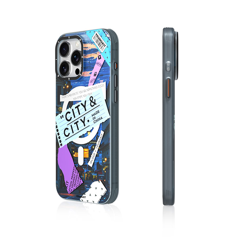 iPhone 15 Pro Max Kılıf Magsafe Şarj Özellikli Youngkit A-City Serisi Kılıf Mavi