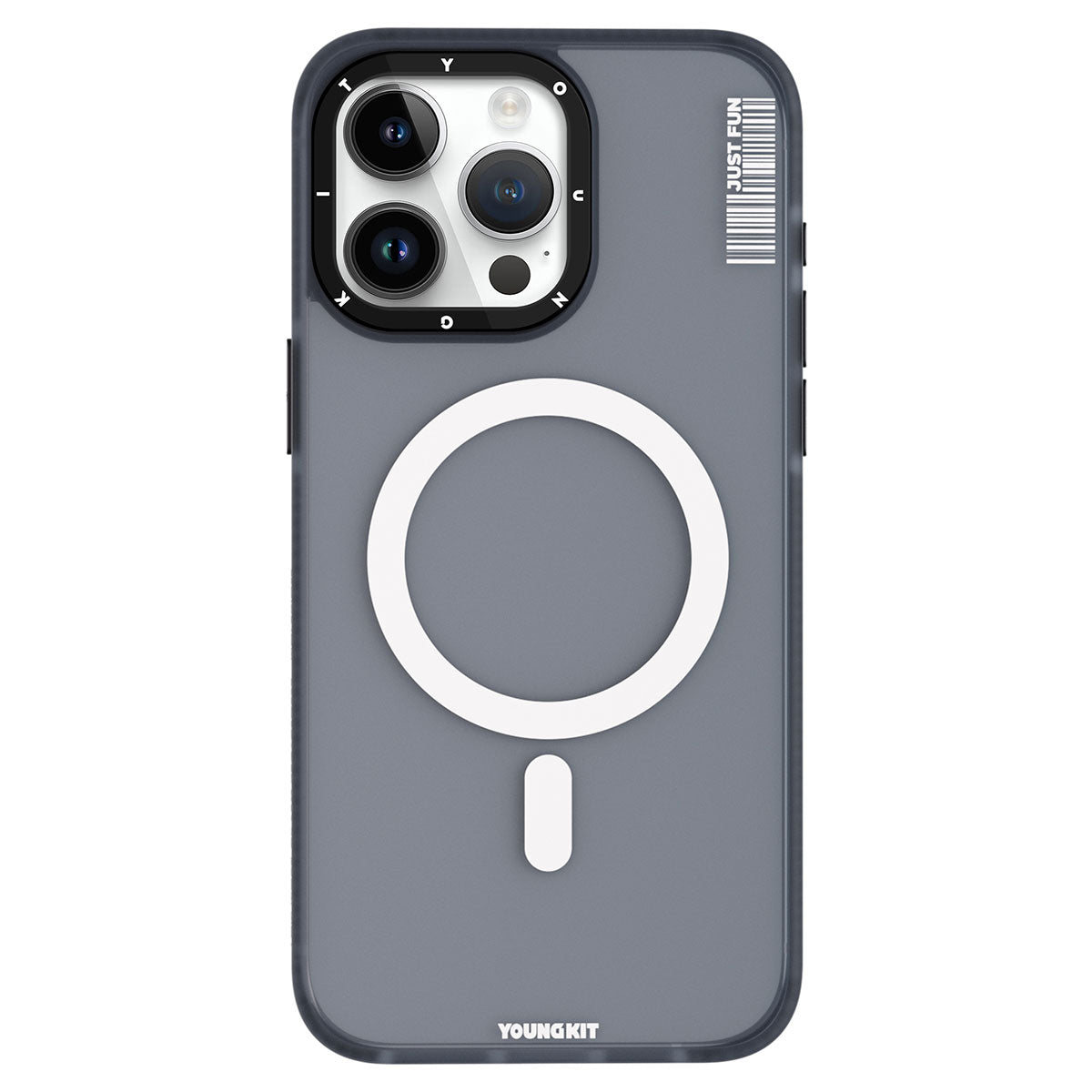 iPhone 15 Pro Max Kılıf Magsafe Şarj Özellikli Youngkit Colored Sand Serisi Kılıf Siyah