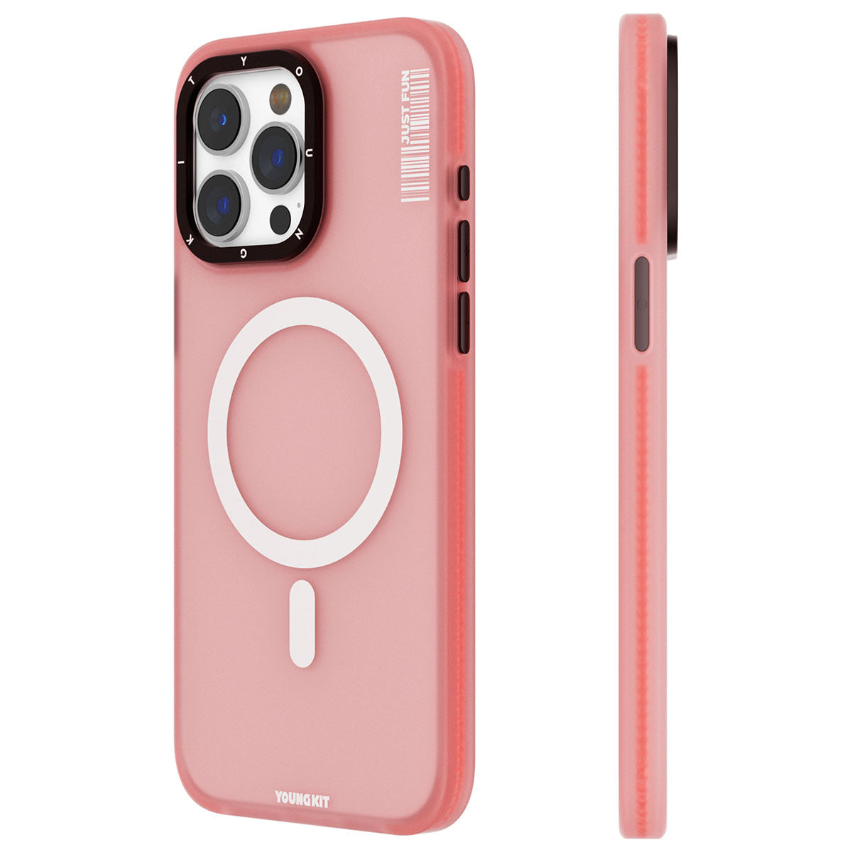 iPhone 15 Pro Max Kılıf Magsafe Şarj Özellikli Youngkit Colored Sand Serisi Kılıf Pembe