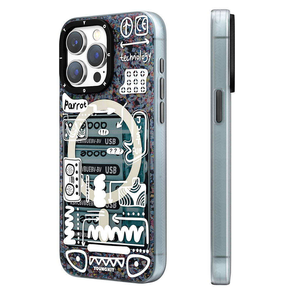 iPhone 15 Pro Max Kılıf Magsafe Şarj Özellikli Youngkit Dark Matter Serisi Kılıf Siyah