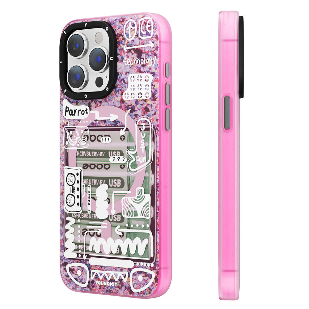 iPhone 15 Pro Max Kılıf Magsafe Şarj Özellikli Youngkit Dark Matter Serisi Kılıf Mavi