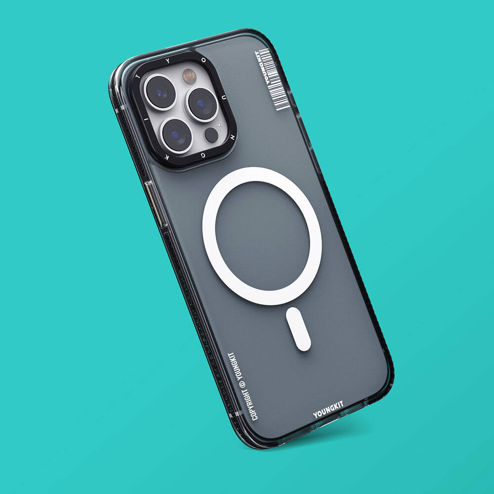 iPhone 15 Pro Max Kılıf Magsafe Şarj Özellikli Youngkit Jiansha Serisi Kılıf Siyah