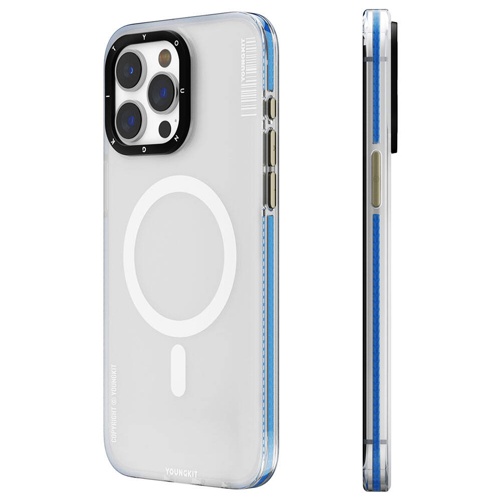 iPhone 15 Pro Max Kılıf Magsafe Şarj Özellikli Youngkit Jiansha Serisi Kılıf Mavi