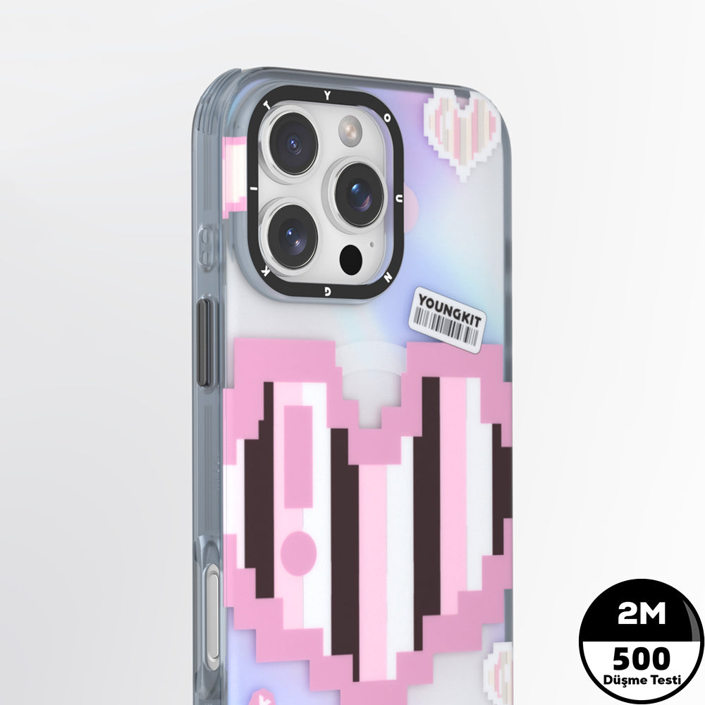 iPhone 15 Pro Max Kılıf Magsafe Şarj Özellikli Youngkit Love Serisi Kılıf Pembe