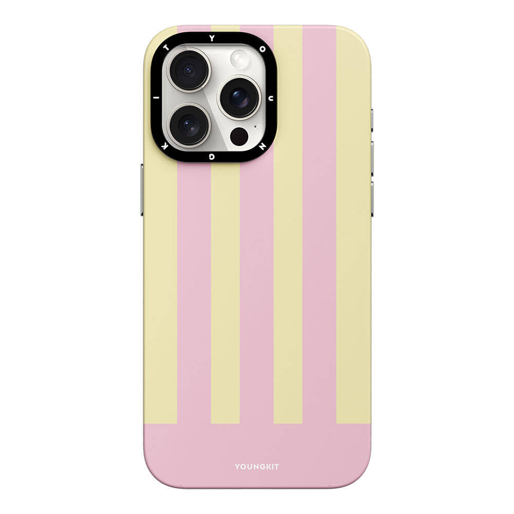 iPhone Kılıf Magsafe Şarj Özellikli Youngkit Striped Piano Keys Serisi Pembe Kapak - enzaksesuar