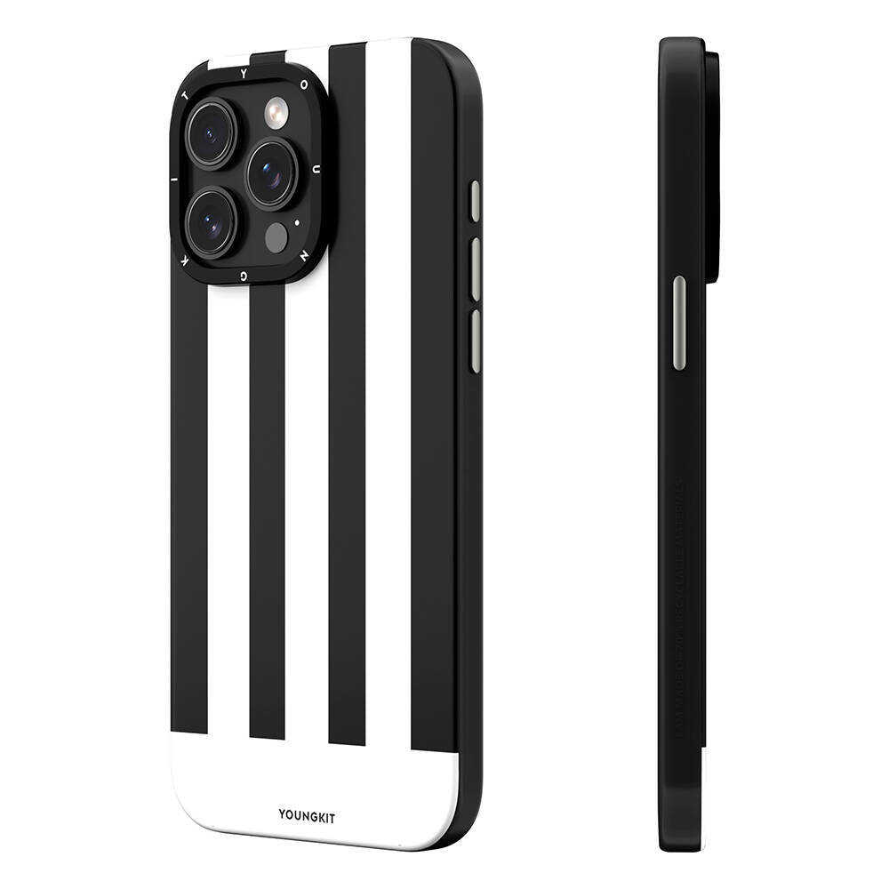 iPhone Kılıf Magsafe Şarj Özellikli Youngkit Striped Piano Keys Serisi Kapak Siyah - enzaksesuar