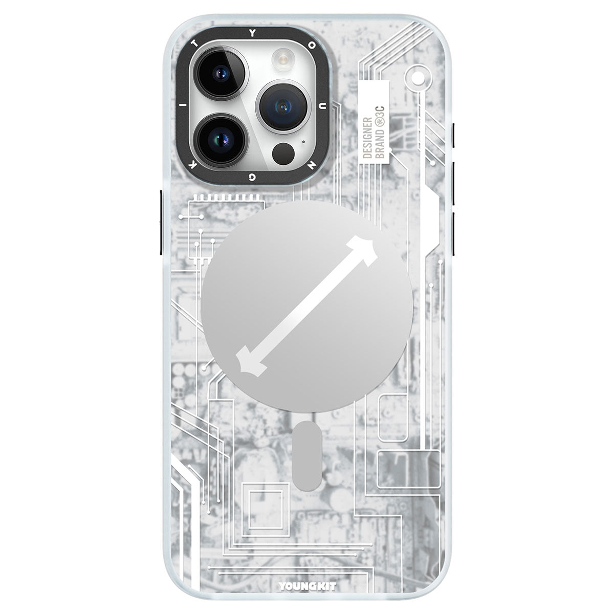 iPhone 15 Pro Max Kılıf Magsafe Şarj Özellikli YoungKit Technology Serisi Kılıf Beyaz