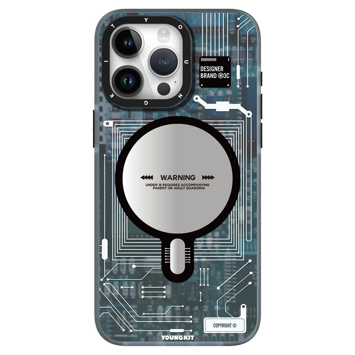 iPhone 15 Pro Max Kılıf Magsafe Şarj Özellikli YoungKit Technology Serisi Kılıf Mavi
