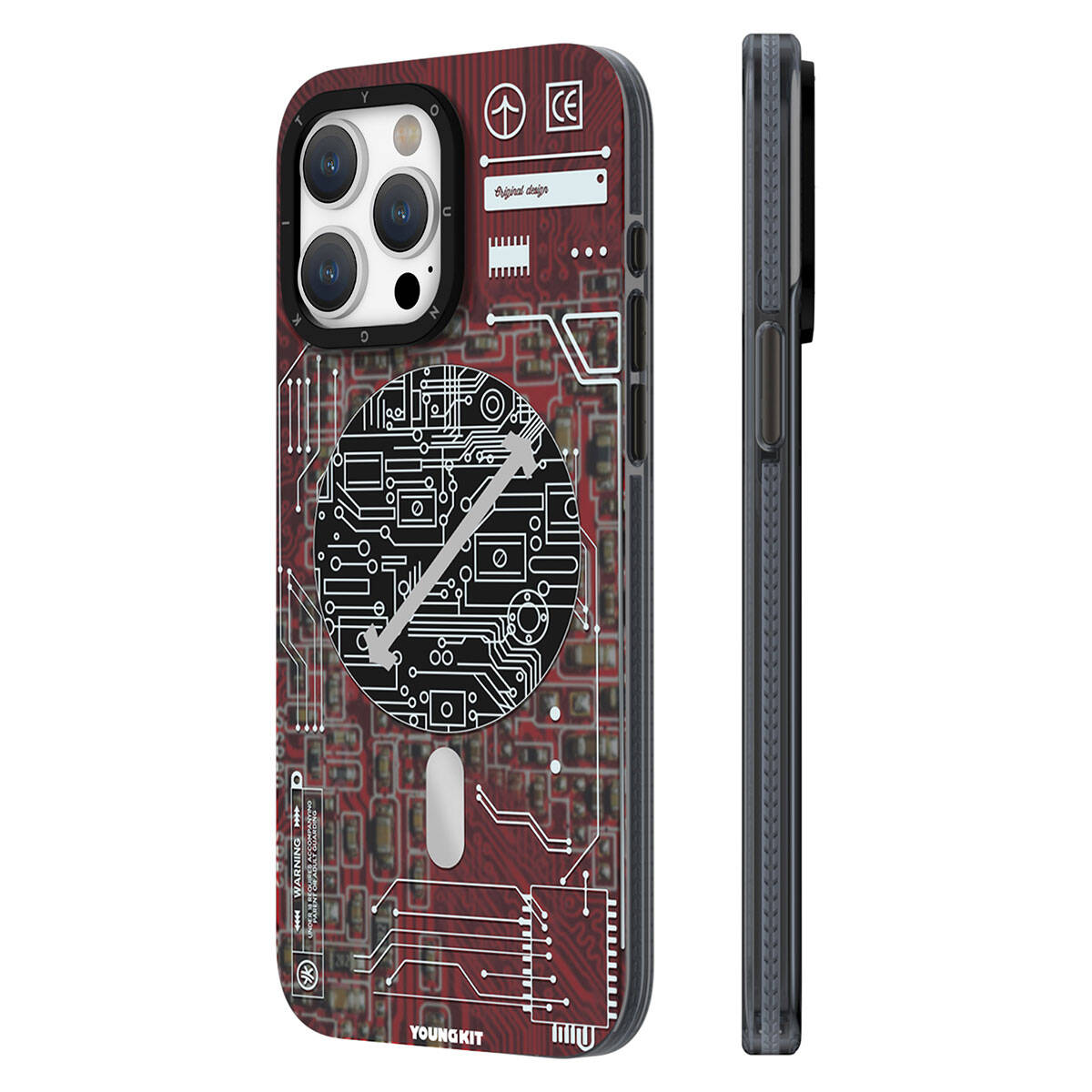 iPhone 15 Pro Max Kılıf Magsafe Şarj Özellikli YoungKit Technology Serisi Kılıf Kırmızı