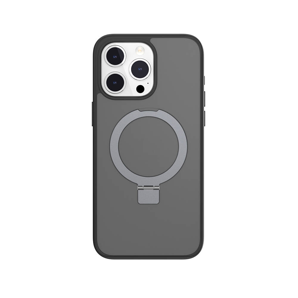 iPhone 15 Pro Max Kılıf Magsafe Şarj Özellikli Yüzük Standlı Lisanslı Switcheasy Magstand-M Kılıf Siyah