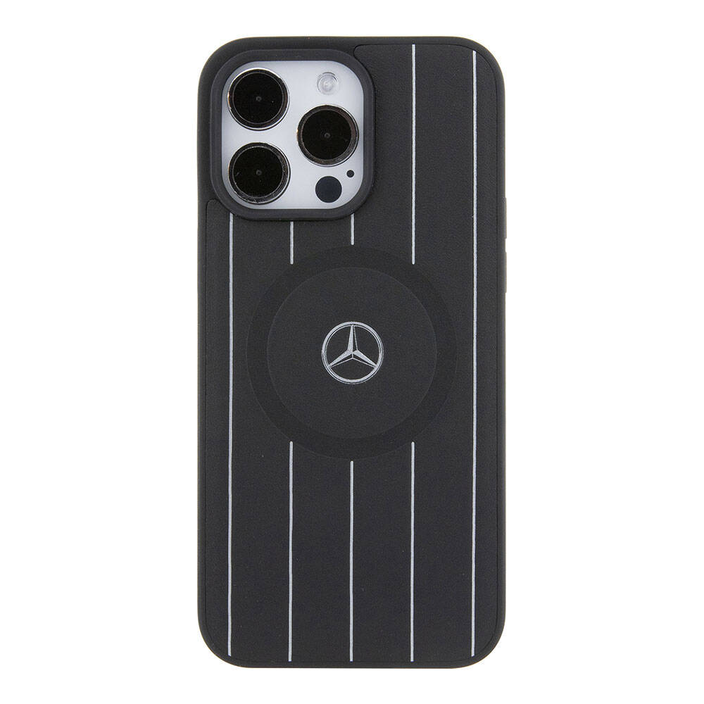Mercedes Benz Orjinal Lisanslı Magsafe Şarj Özellikli Baskı Logolu Paralel Çizgi Desenli Deri Kapak - enzaksesuar